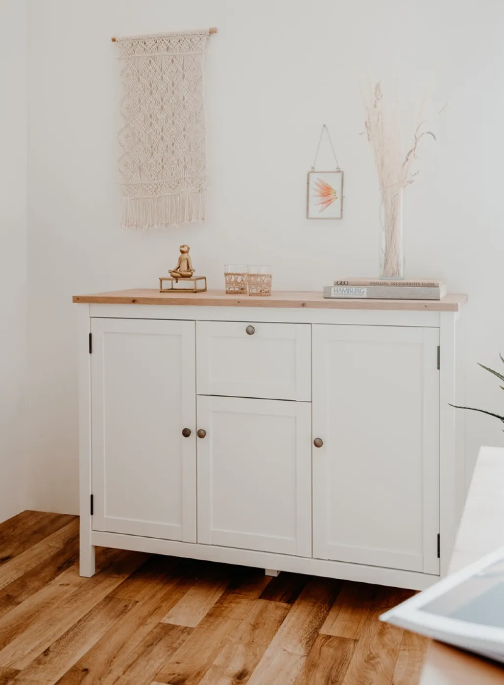 Kommode Sideboard Bergen 3 | Landhausstil | weiß / Eiche Artisan