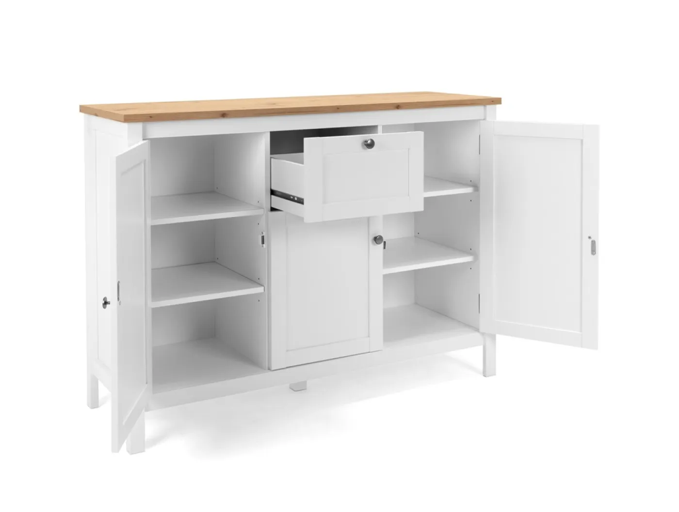 Kommode Sideboard Bergen 3 | Landhausstil | weiß / Eiche Artisan