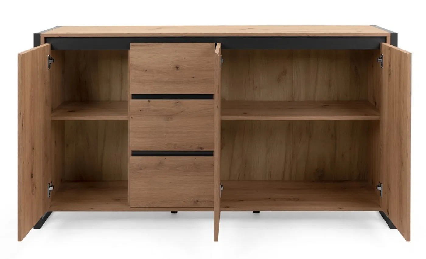 Kommode Sideboard Denver 3 | Artisan Oak / anthrazit | Industrial Look