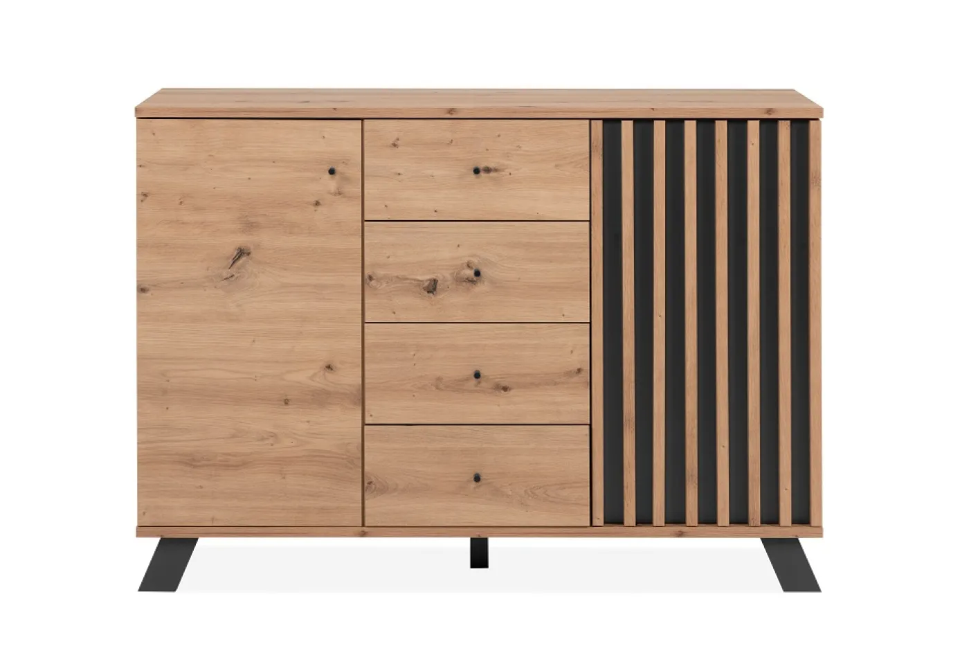 Kommode Sideboard Medan | mit 3D-Lamellen | Artisan Eiche / anthrazit