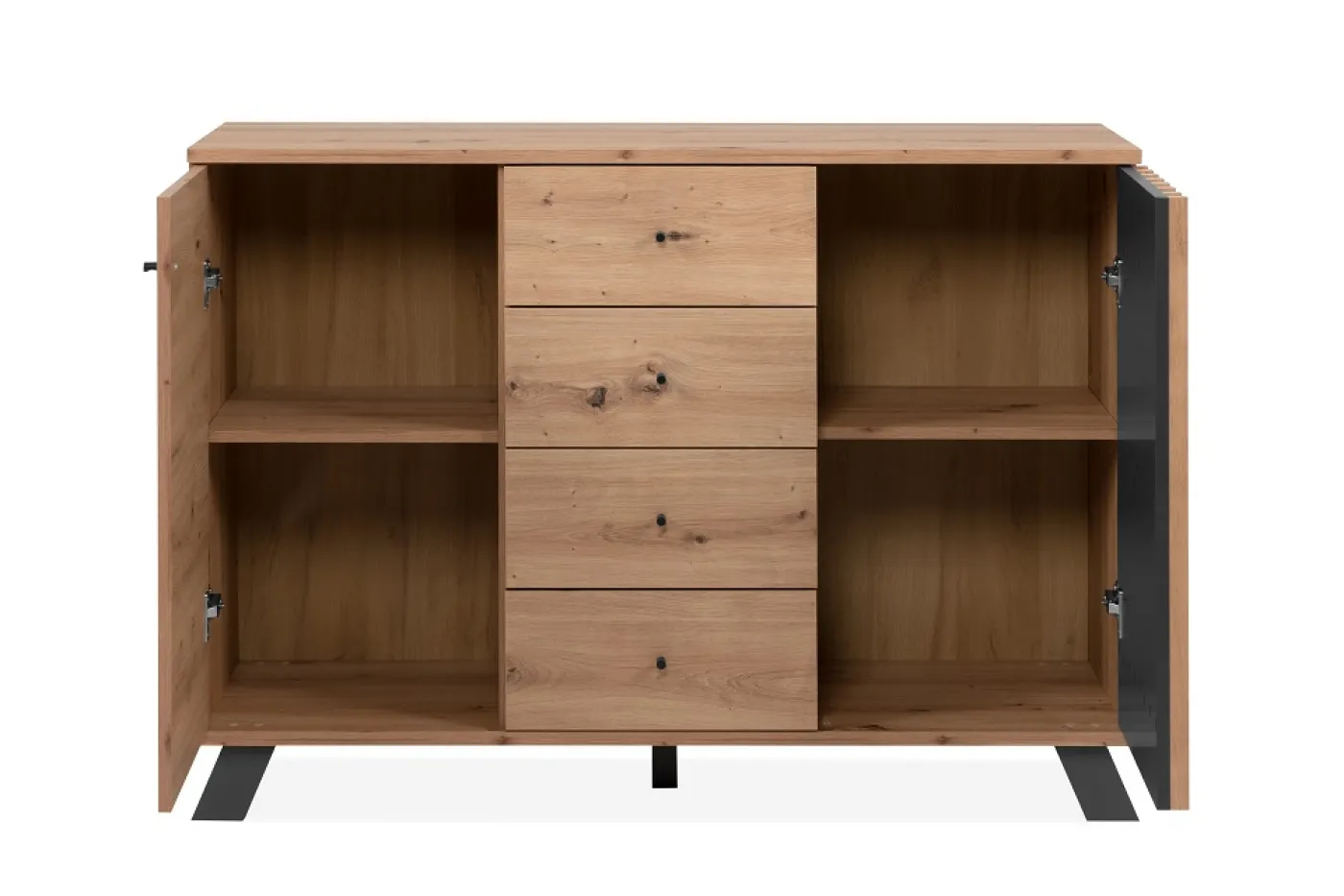 Kommode Sideboard Medan | mit 3D-Lamellen | Artisan Eiche / anthrazit