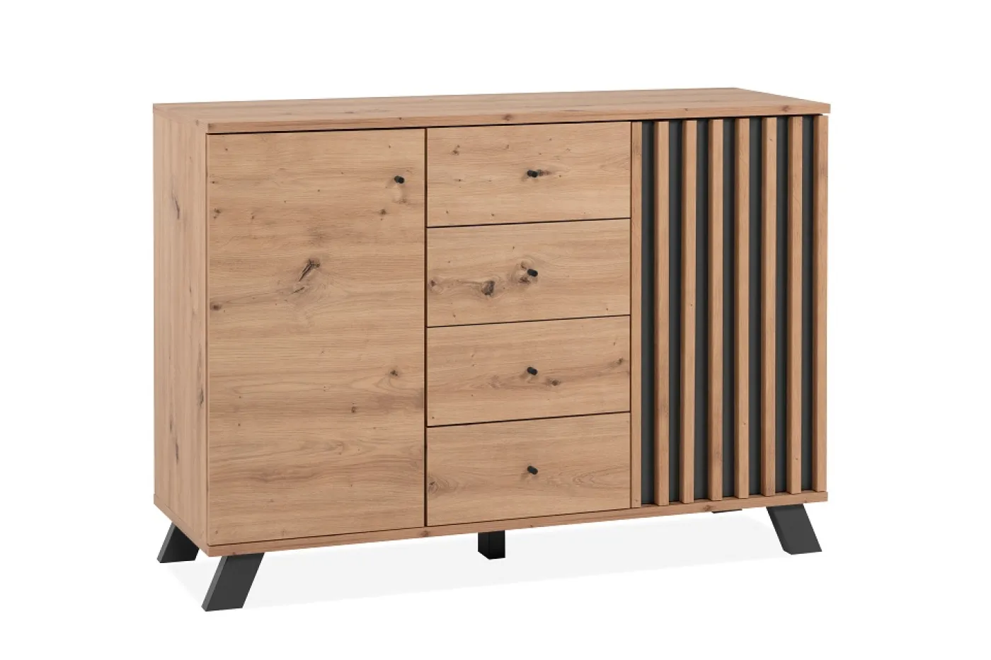 Kommode Sideboard Medan | mit 3D-Lamellen | Artisan Eiche / anthrazit