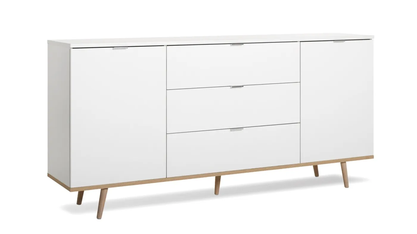 Kommode Sideboard Oslo 1 | Skandinavisch | weiß / Sonoma Eiche
