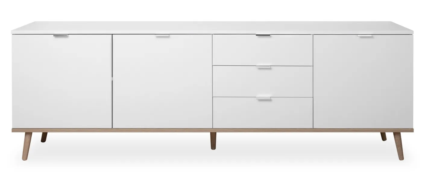 Kommode Sideboard Oslo 3 | Skandinavisch | weiß / Sonoma Eiche