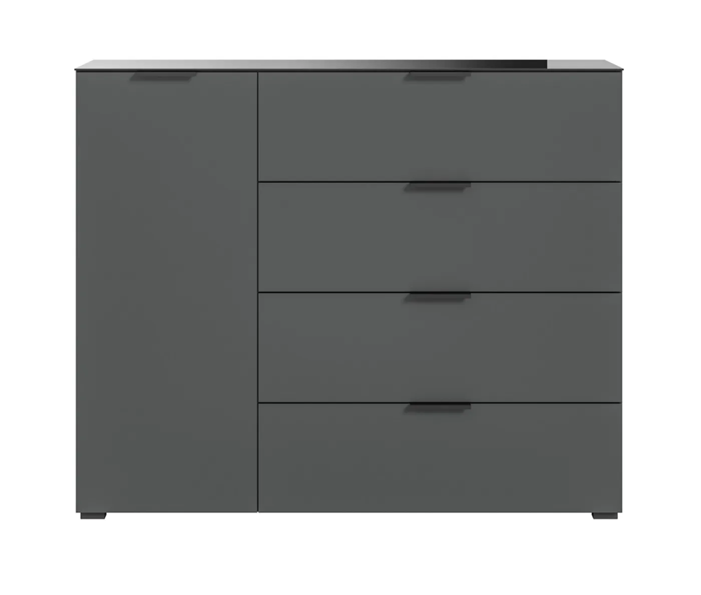 Kommode Sideboard Ray | mit Schubkästen & Glasabsetzung | anthrazit