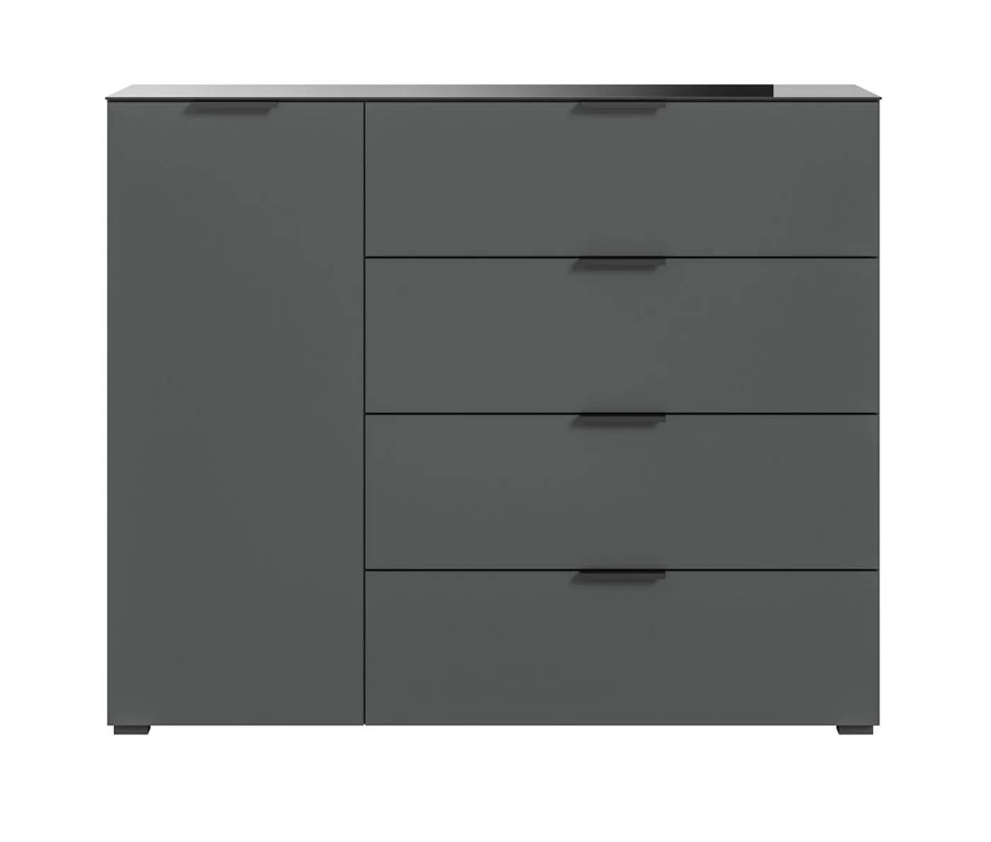 Kommode Sideboard Ray | mit Schubkästen & Glasabsetzung | anthrazit