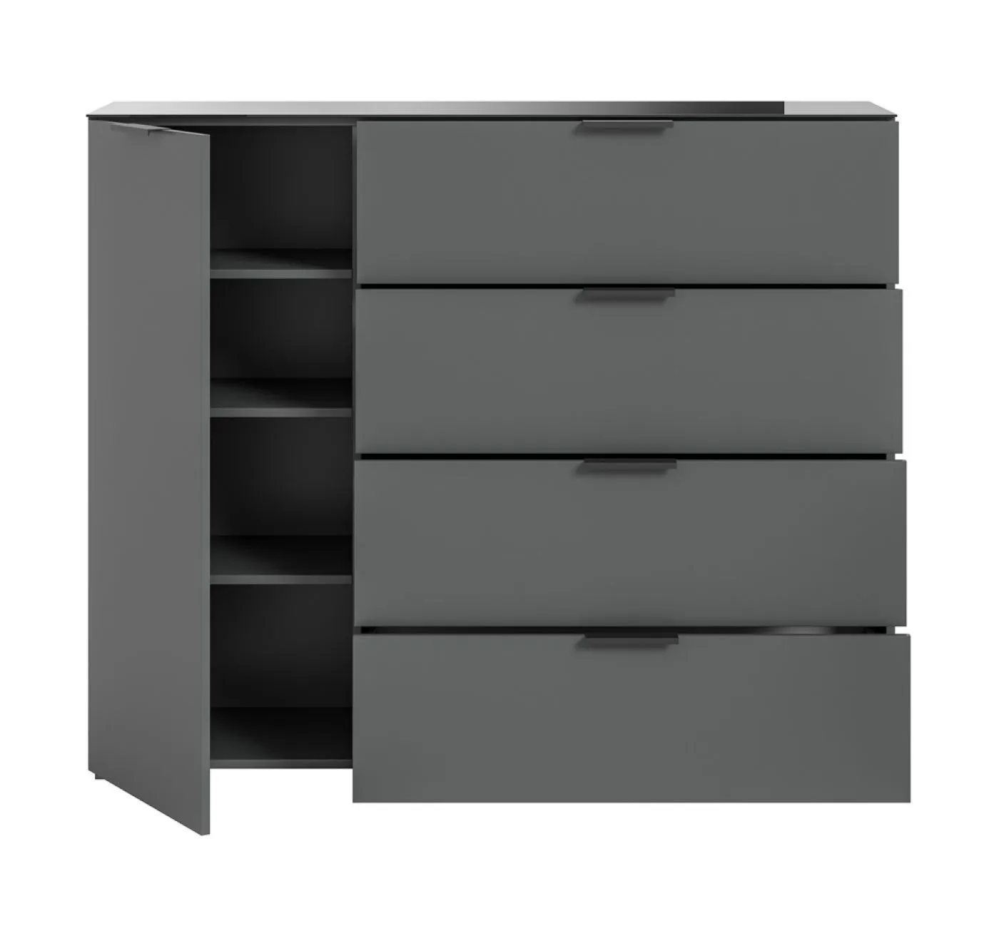Kommode Sideboard Ray | mit Schubkästen & Glasabsetzung | anthrazit
