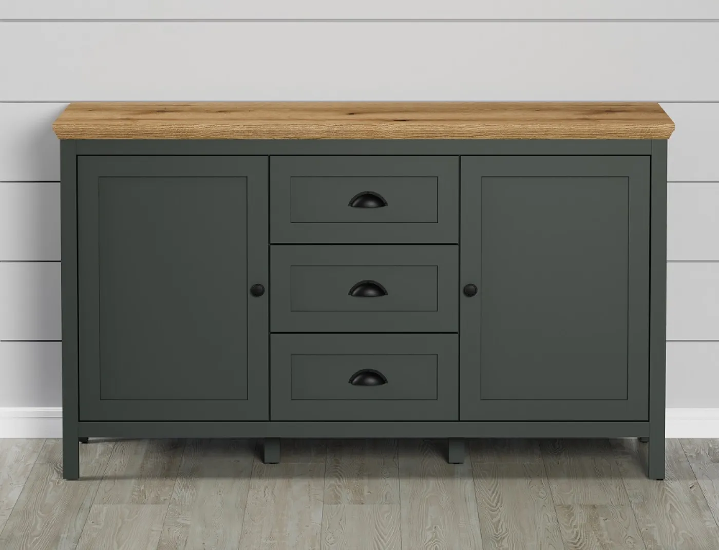 Kommode Sideboard Stanton | Tannengrün / Eiche
