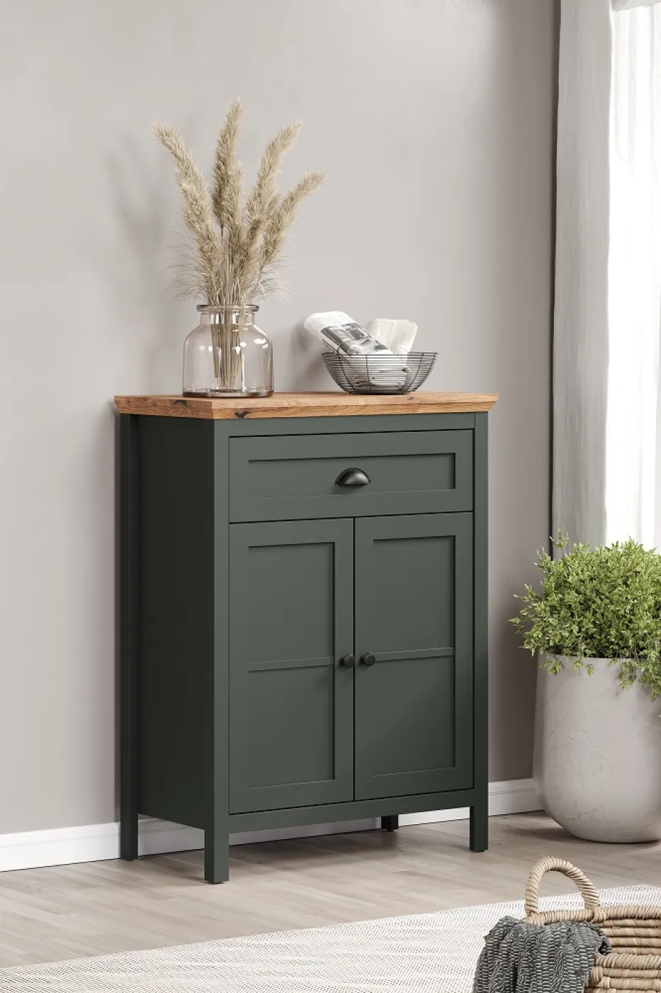 Kommode Stanton | Tannengrün / Eiche