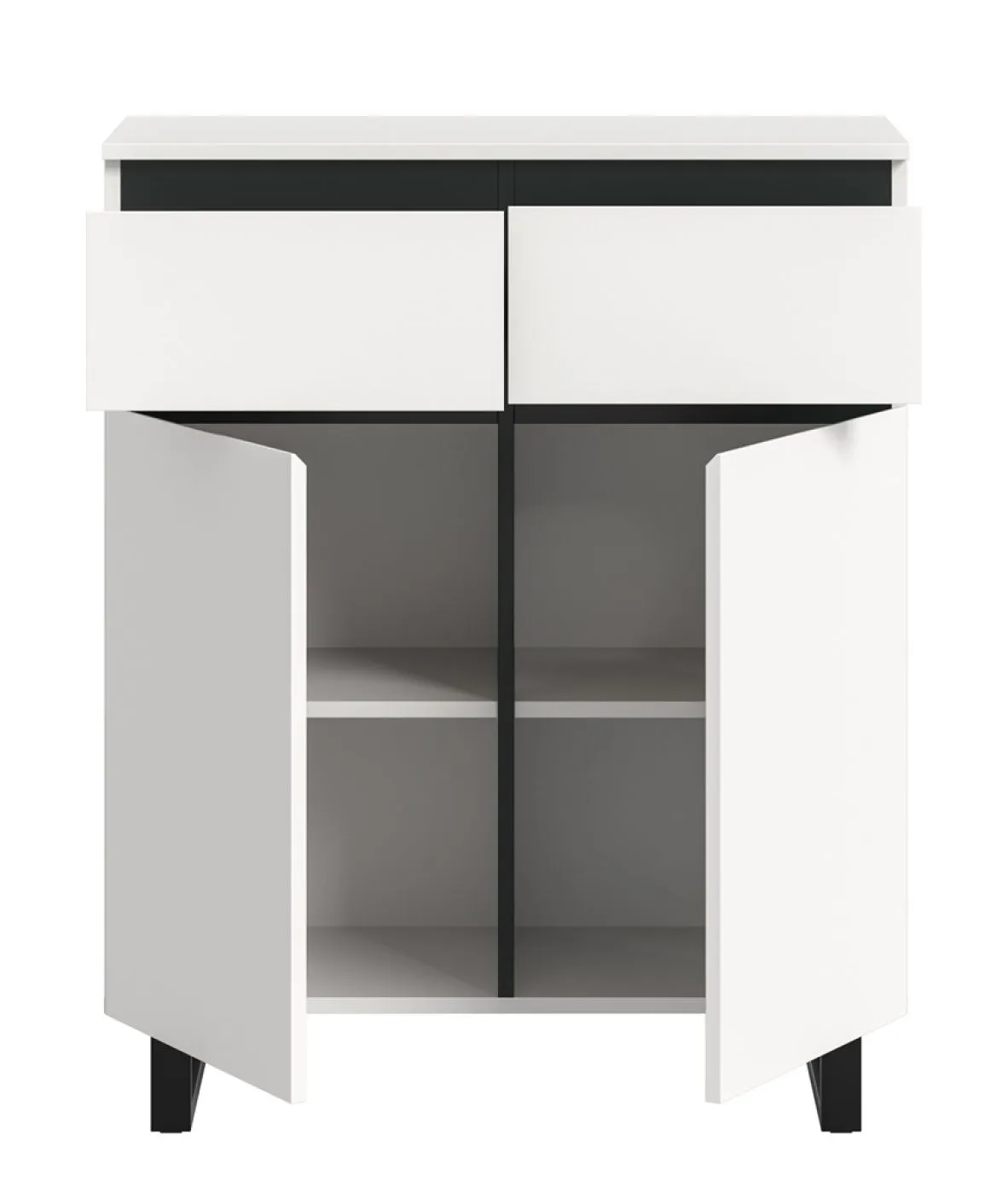 Kommode Tomasa | weiß / schwarz