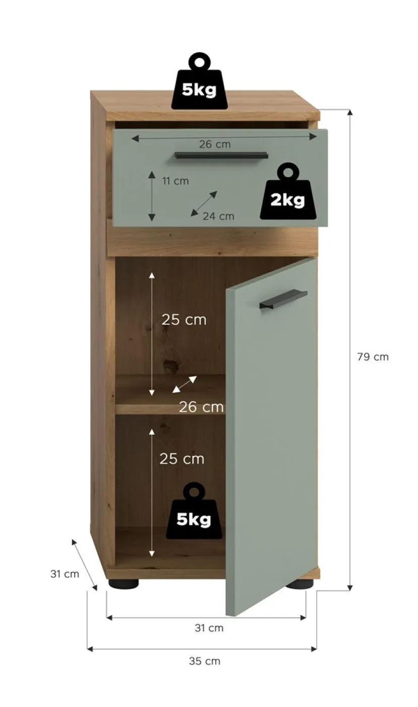 Kommode Unterschrank Blake | Salbei / Artisan Eiche