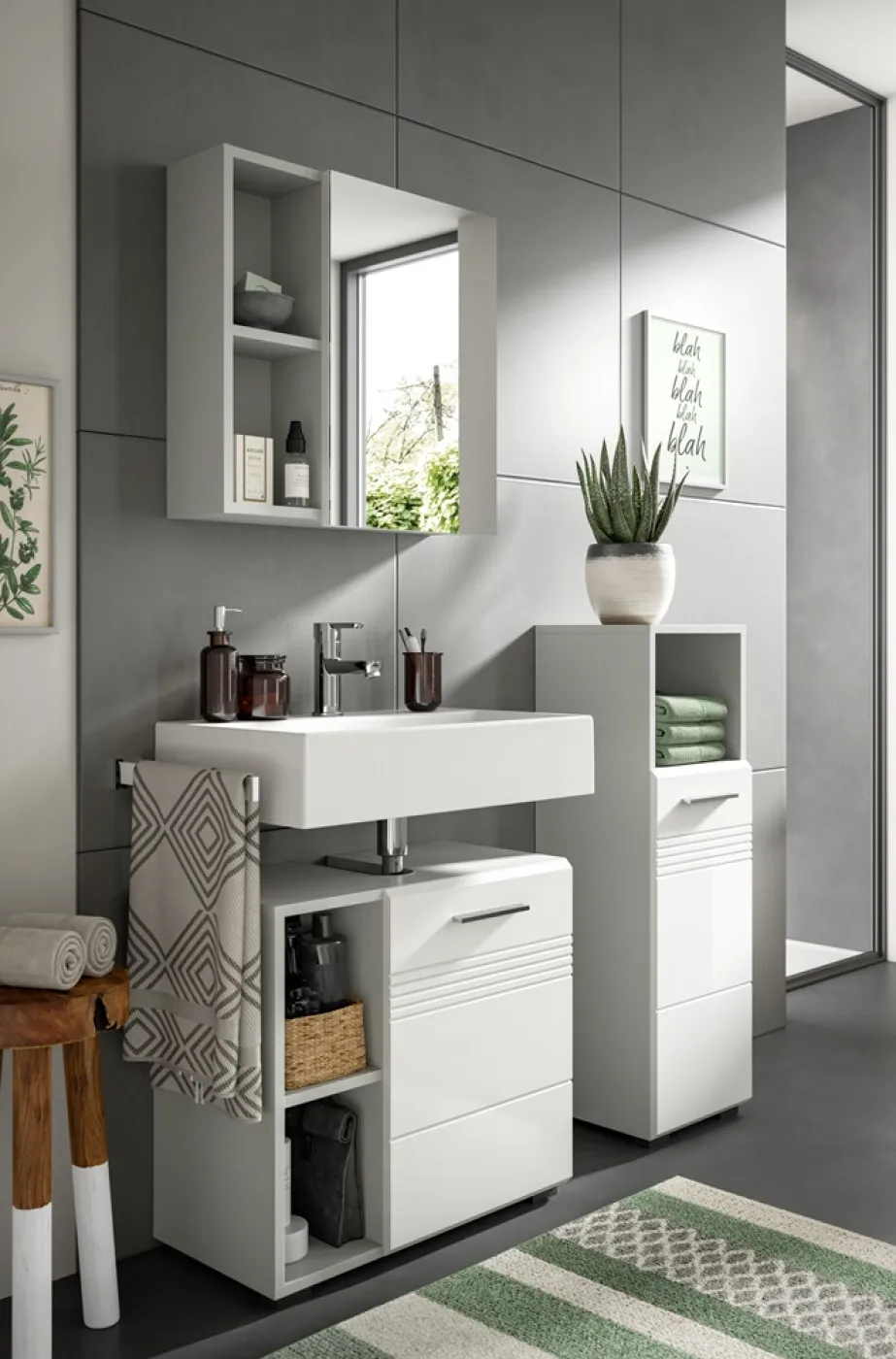 Kommode Unterschrank Copa | hellgrau / weiß Hochglanz