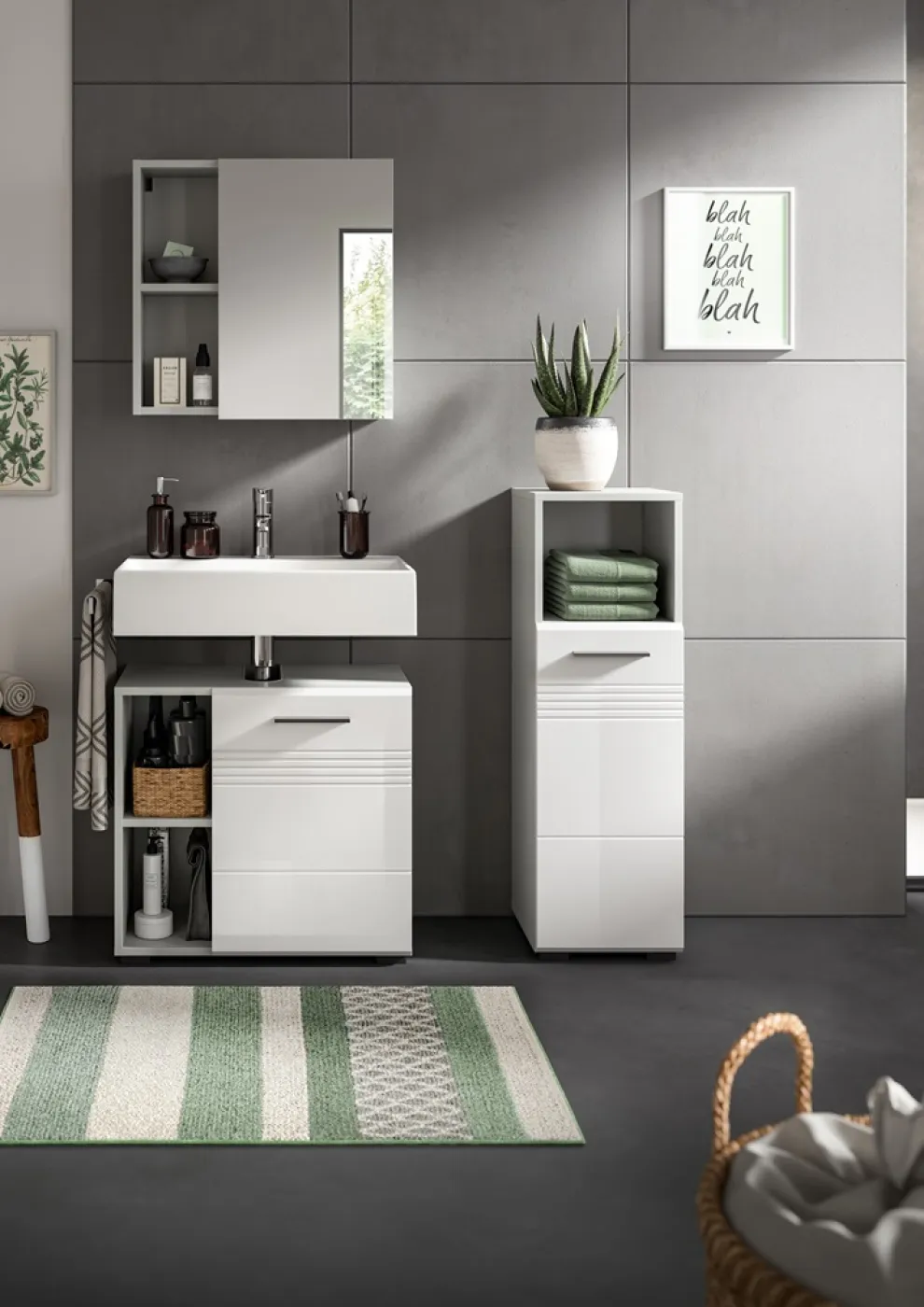 Kommode Unterschrank Copa | hellgrau / weiß Hochglanz