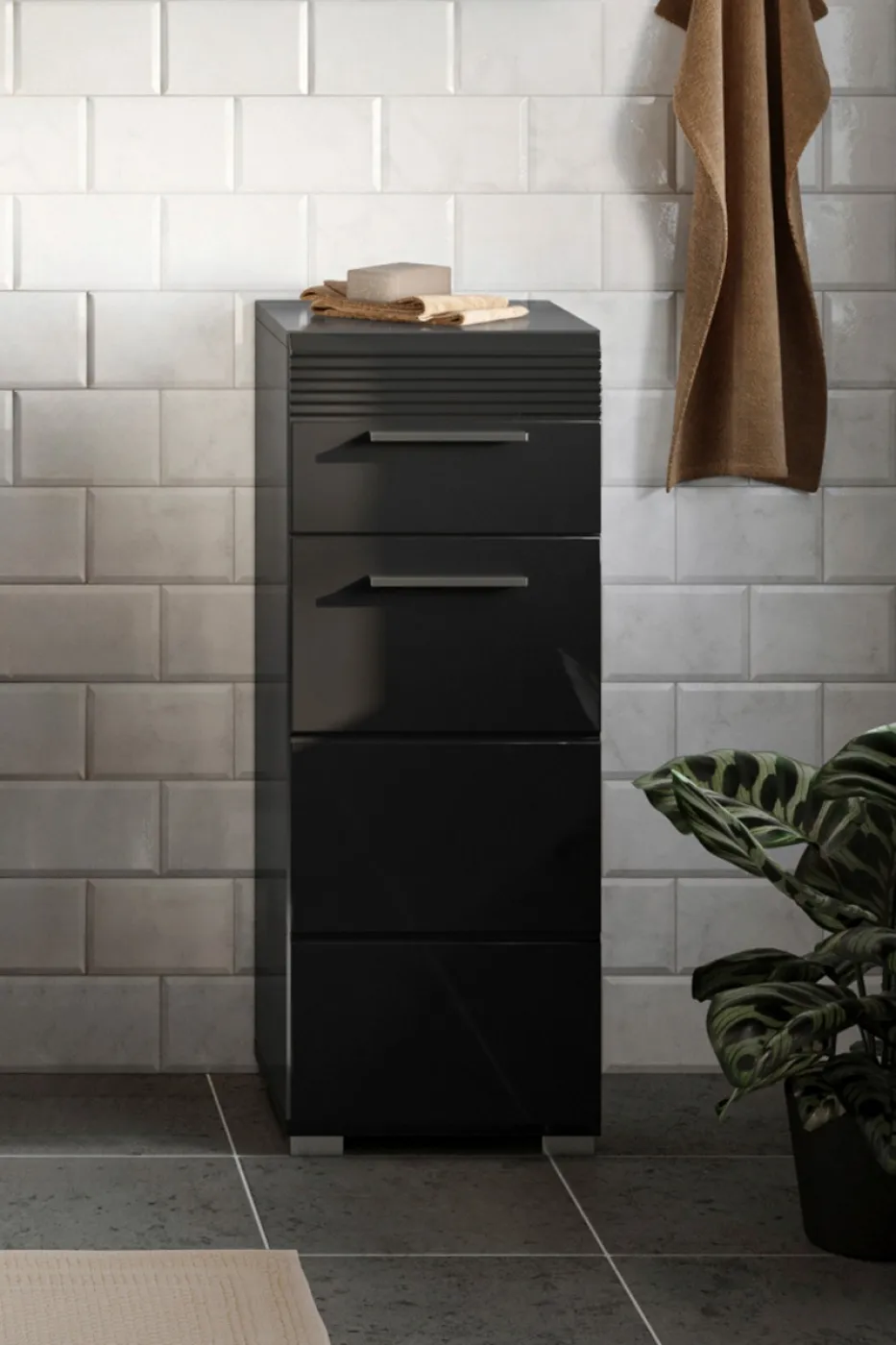 Kommode Unterschrank Linus | schwarz Hochglanz