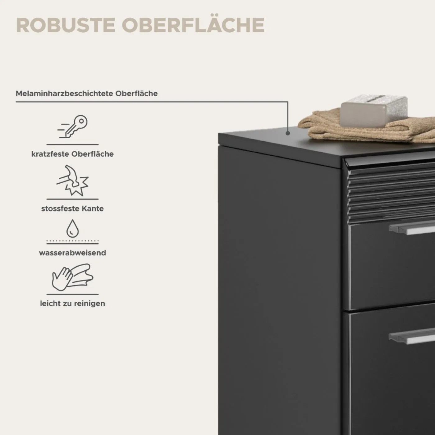 Kommode Unterschrank Linus | schwarz Hochglanz