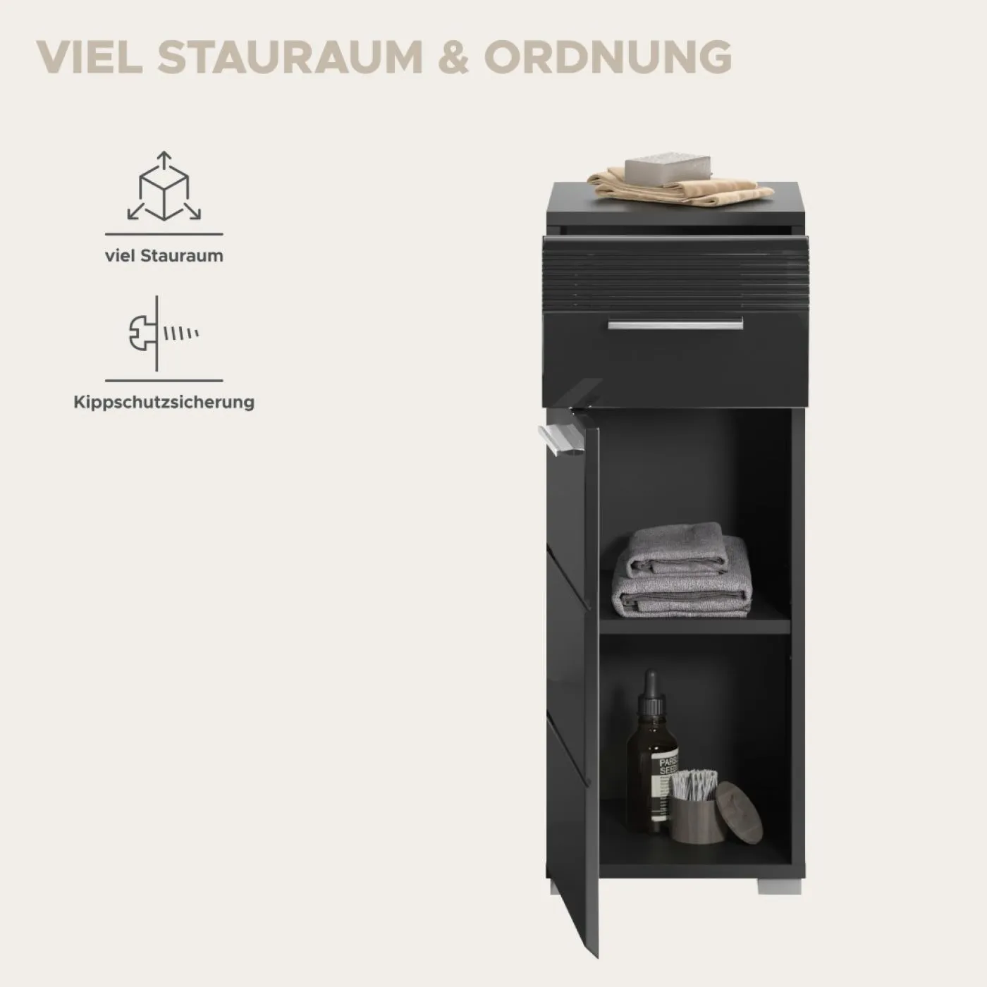 Kommode Unterschrank Linus | schwarz Hochglanz