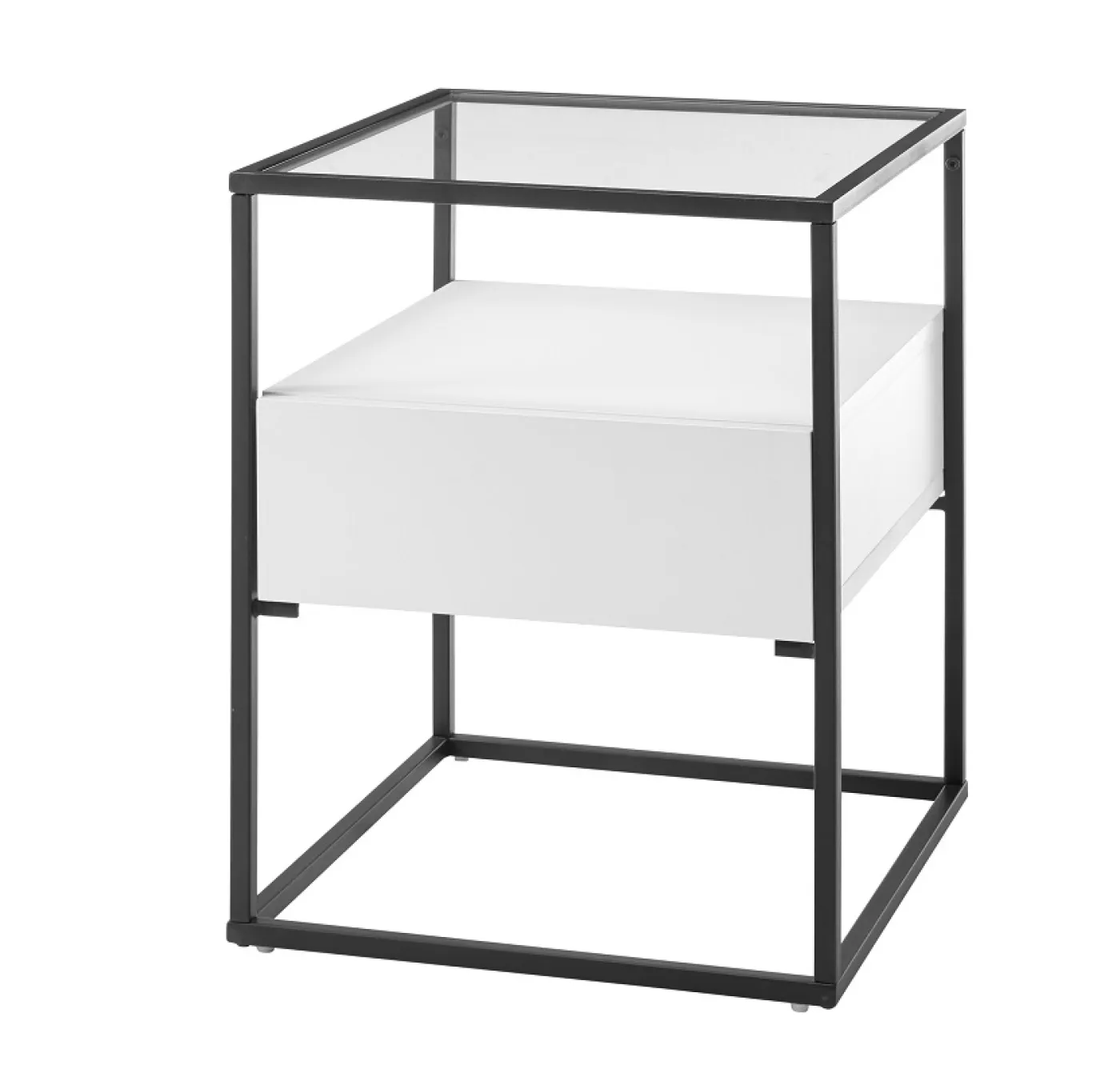 Couchtisch Evora mit Glasplatte | 43x43 | weiß