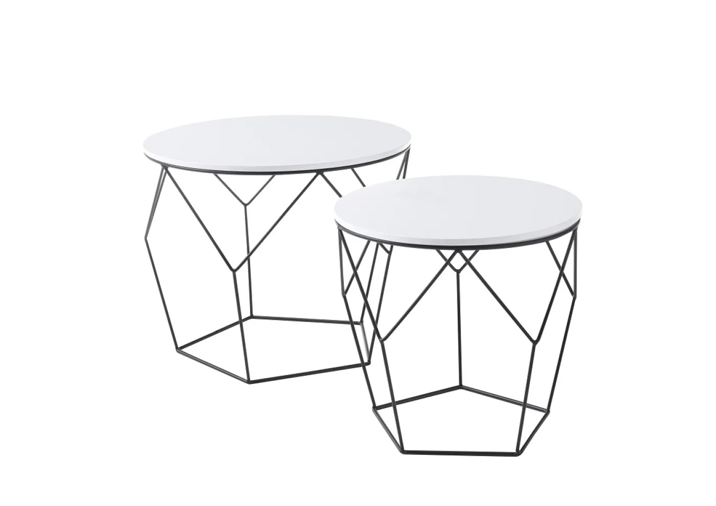 Couchtisch Set Haiti | 2-teilig | Ø40/Ø50 | weiß matt / schwarz