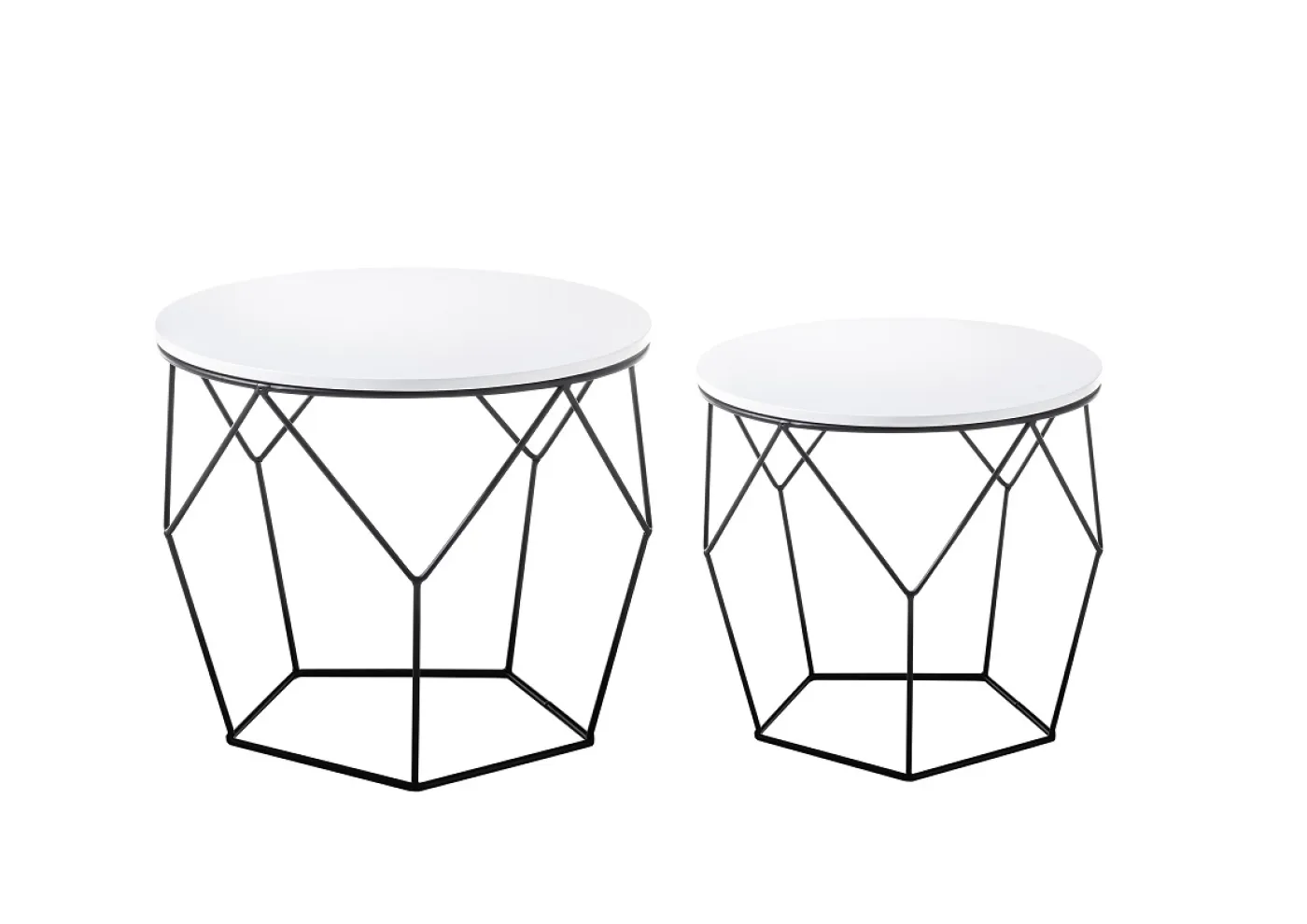 Couchtisch Set Haiti | 2-teilig | Ø40/Ø50 | weiß matt / schwarz