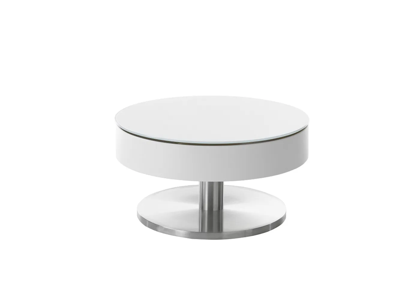 Couchtisch Suva | rund | Ø79 | weiß | drehbare Tischplatte | auf Rollen