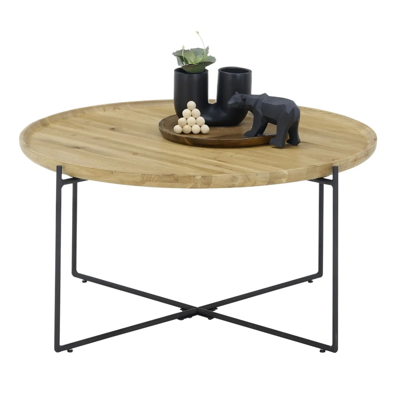 Couchtisch Treviso | rund | Eiche massiv / schwarz