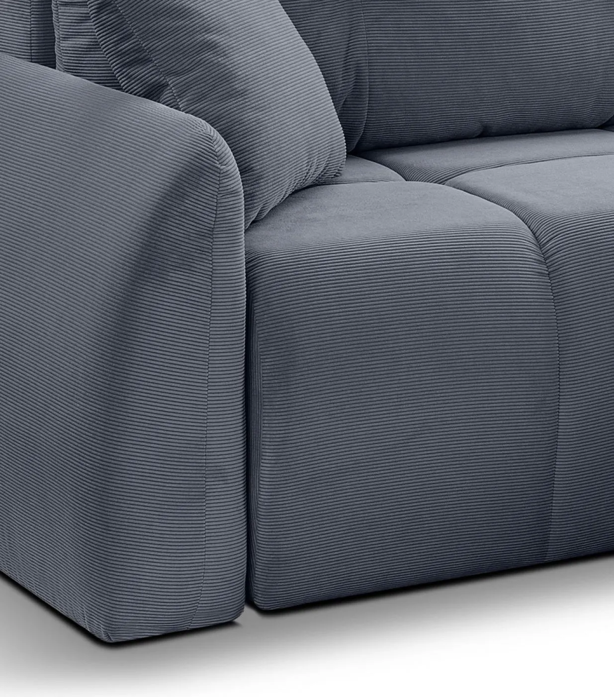 Long Eckschlafsofa Sancho rechts | 255cm | Cord | blau-grau