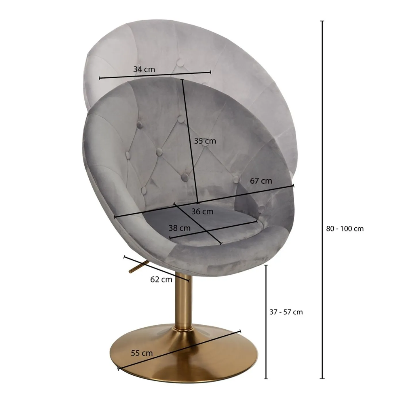 Loungesessel Nobile | samt | drehbar | grau
