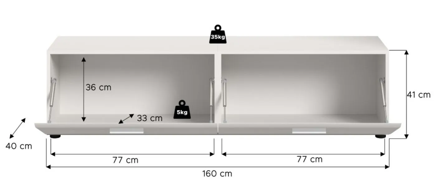 Lowboard Ice | mit 2 Klappen | weiß