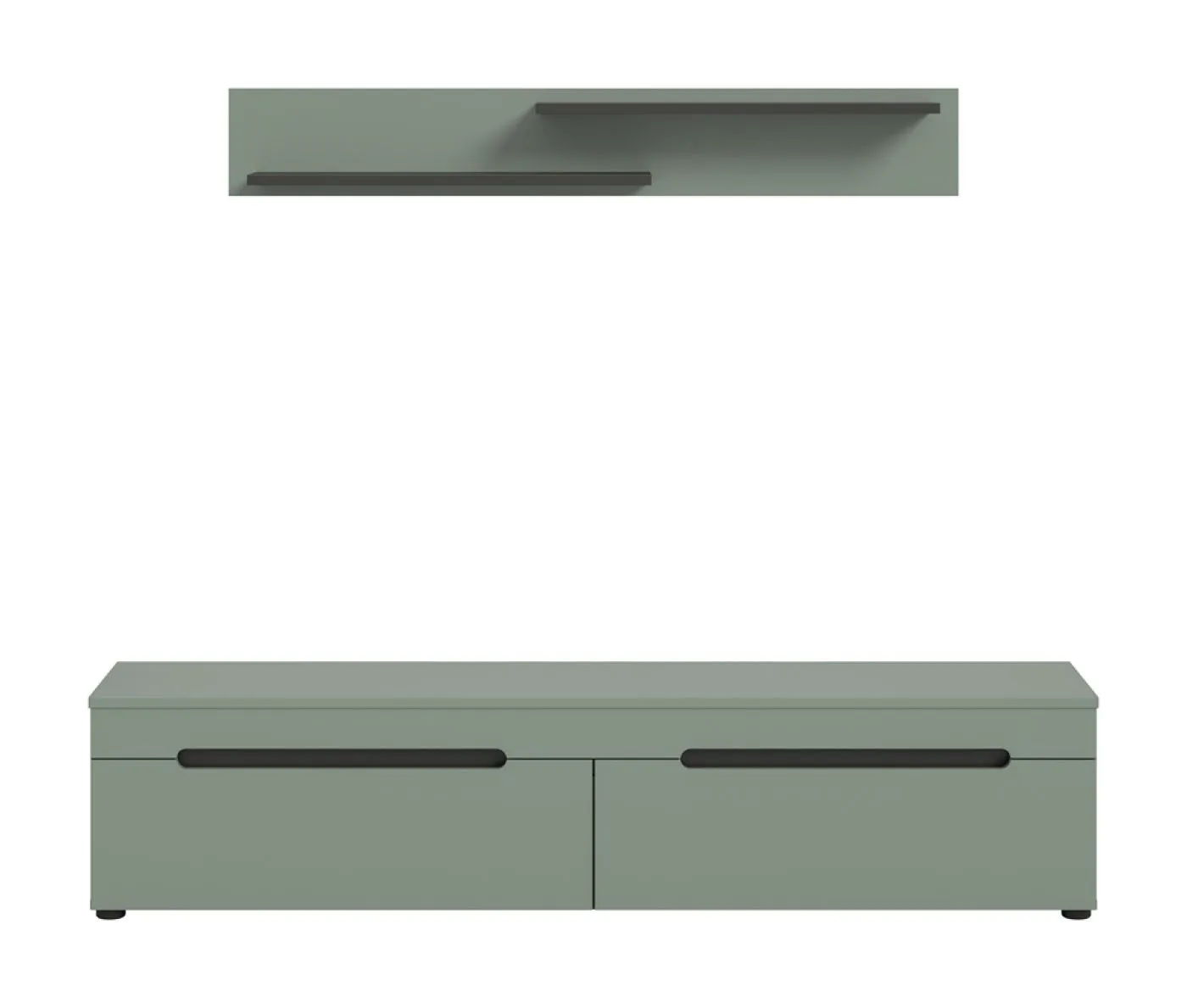 Lowboard inkl. Wandboard Canu | Basalt grau / Smoke Green