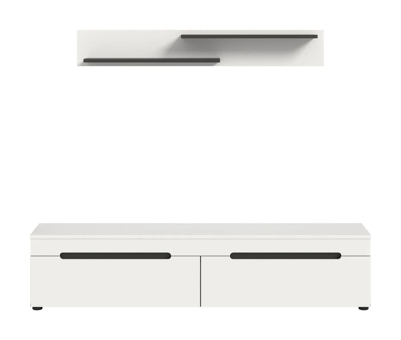 Lowboard inkl. Wandboard Canu | weiß / Basalt grau