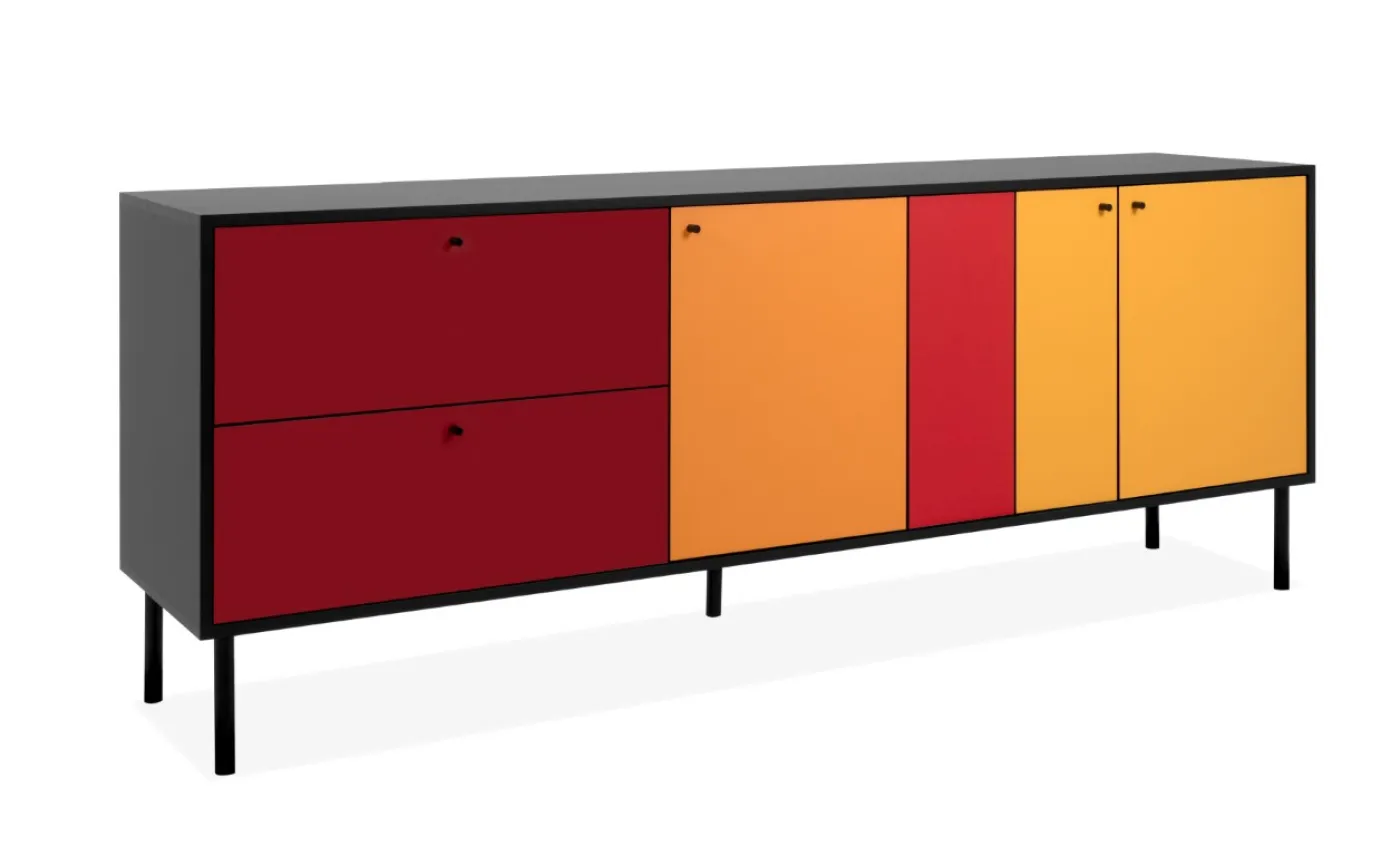 Lowboard Sideboard Kommode Lucca | schwarz / Multicolor
