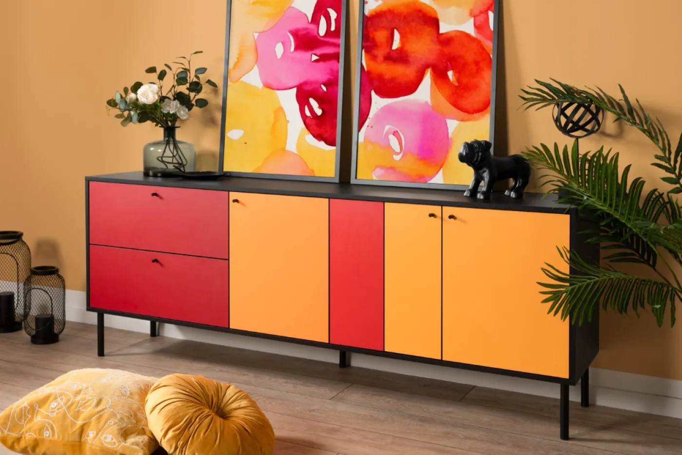 Lowboard Sideboard Kommode Lucca | schwarz / Multicolor