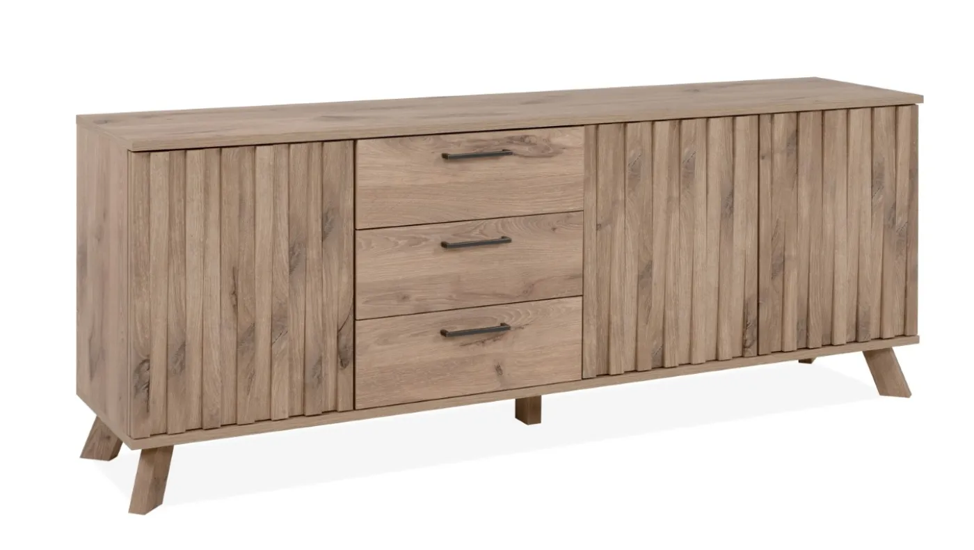 Lowboard Sideboard Wellington mit Schubkästen | mit 3D-Reliefoptik | Schwedeneiche