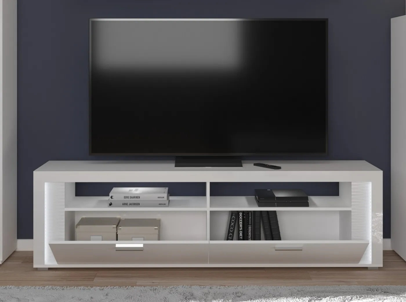 Lowboard Skylight | weiß Hochglanz | inkl. Frontbeleuchtung