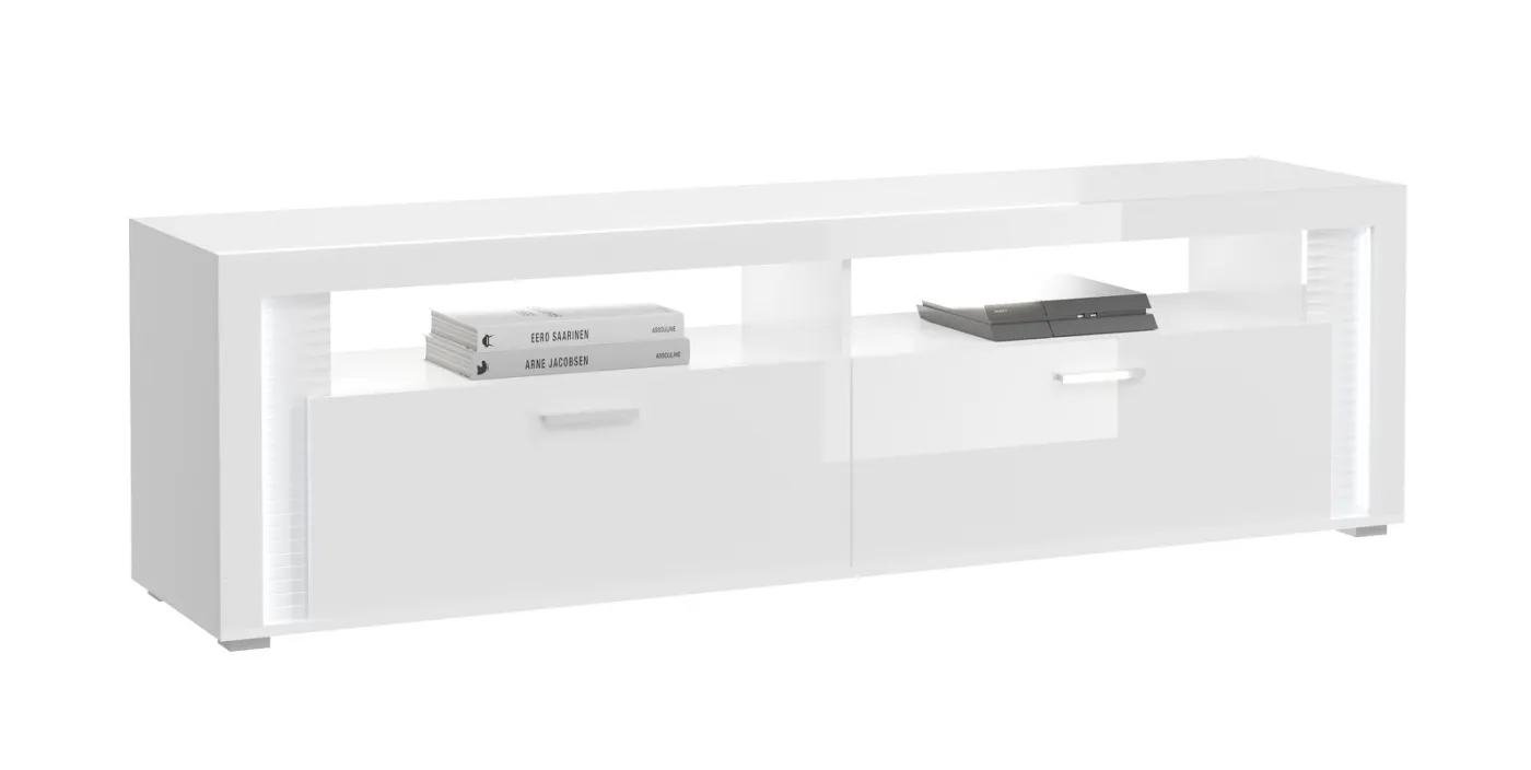 Lowboard Skylight | weiß Hochglanz | inkl. Frontbeleuchtung mit 2er Set LED Unterbauspot