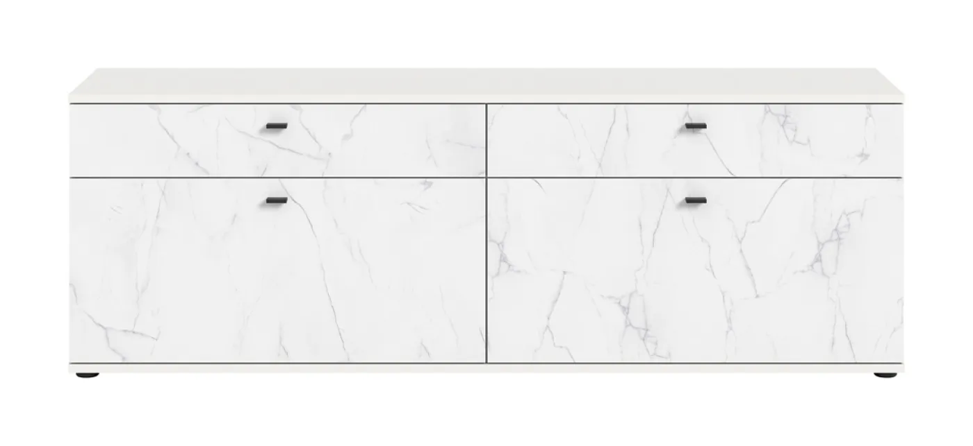 Lowboard Stone | weiß | Marmoroptik