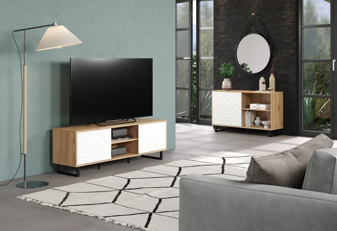Lowboard TV-Board Aventura | Artisan Eiche / Weiß