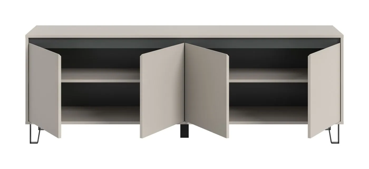 Lowboard TV-Board Balton, Kaschmir, 4-türiges Sideboard mit Keilfüßen – Ansicht 3