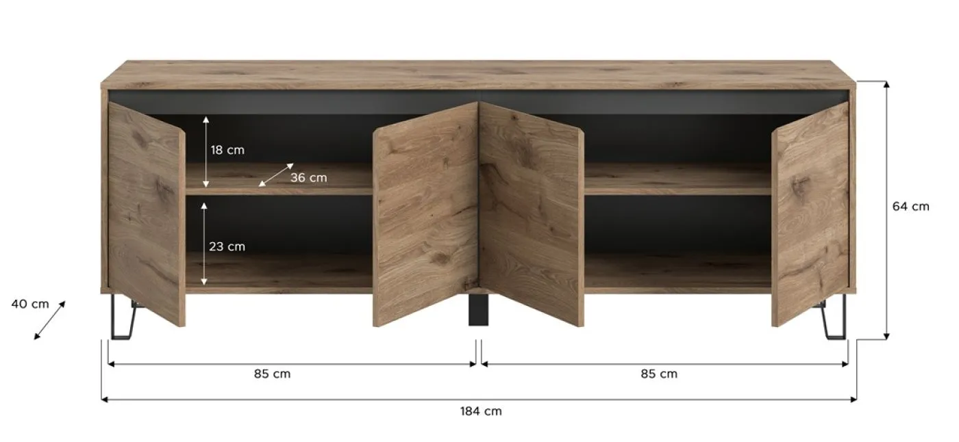 Lowboard TV-Board Balton | Viking Oak / Basalt Grau