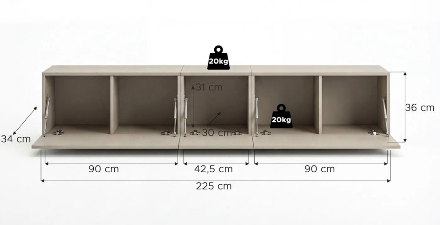 Lowboard TV-Board Beach 1 | 3-teilig | Kaschmir