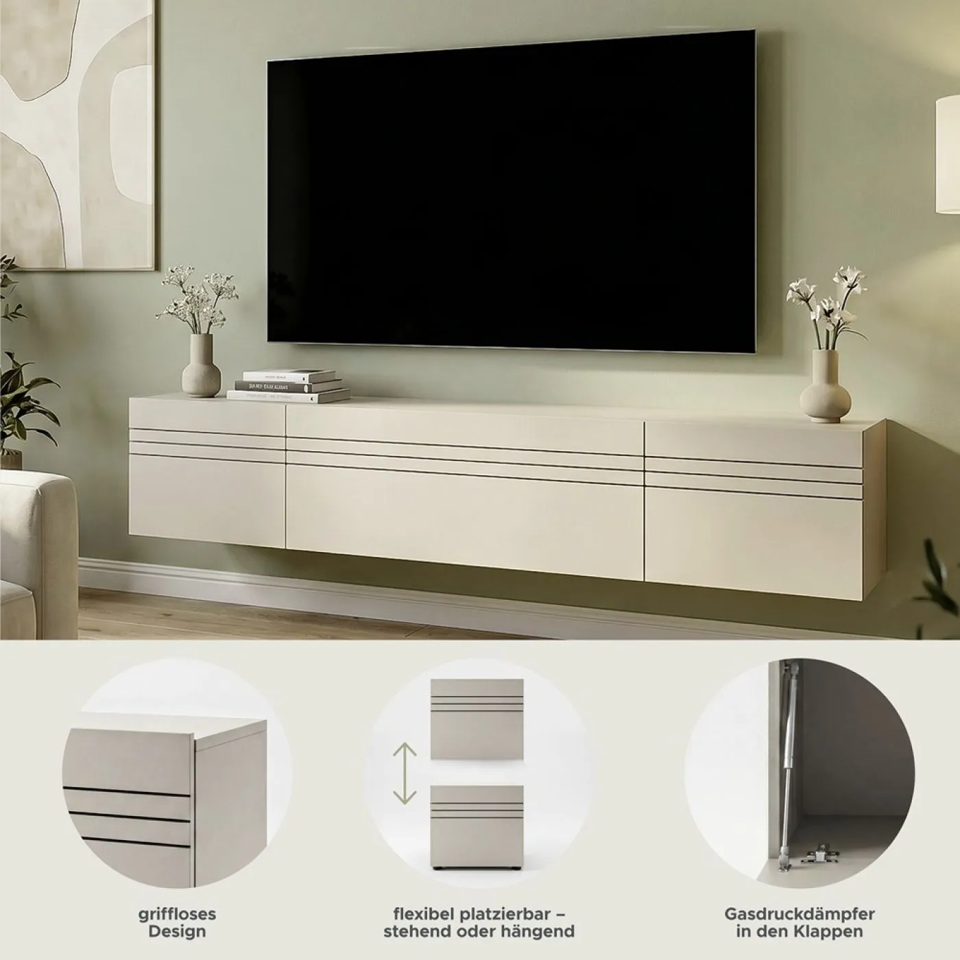 Lowboard TV-Board Beach | 3-teilig | Kaschmir