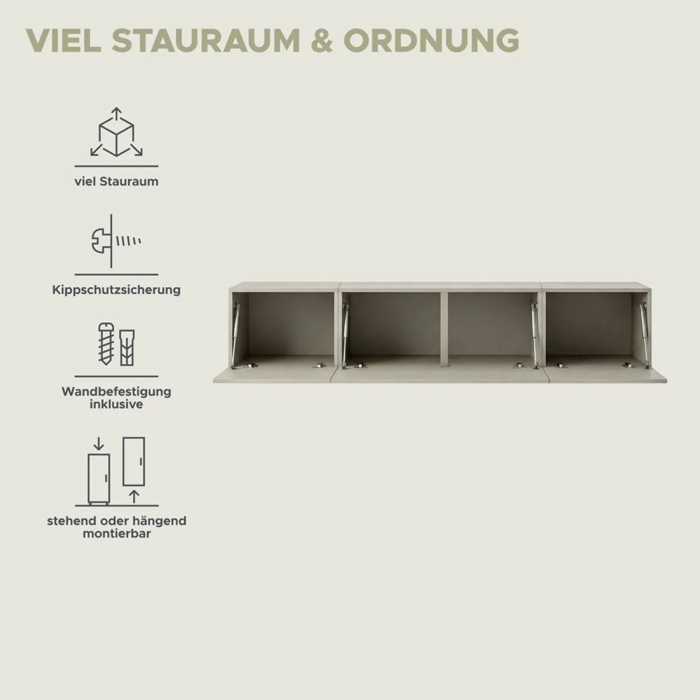 Lowboard TV-Board Beach | 3-teilig | Kaschmir