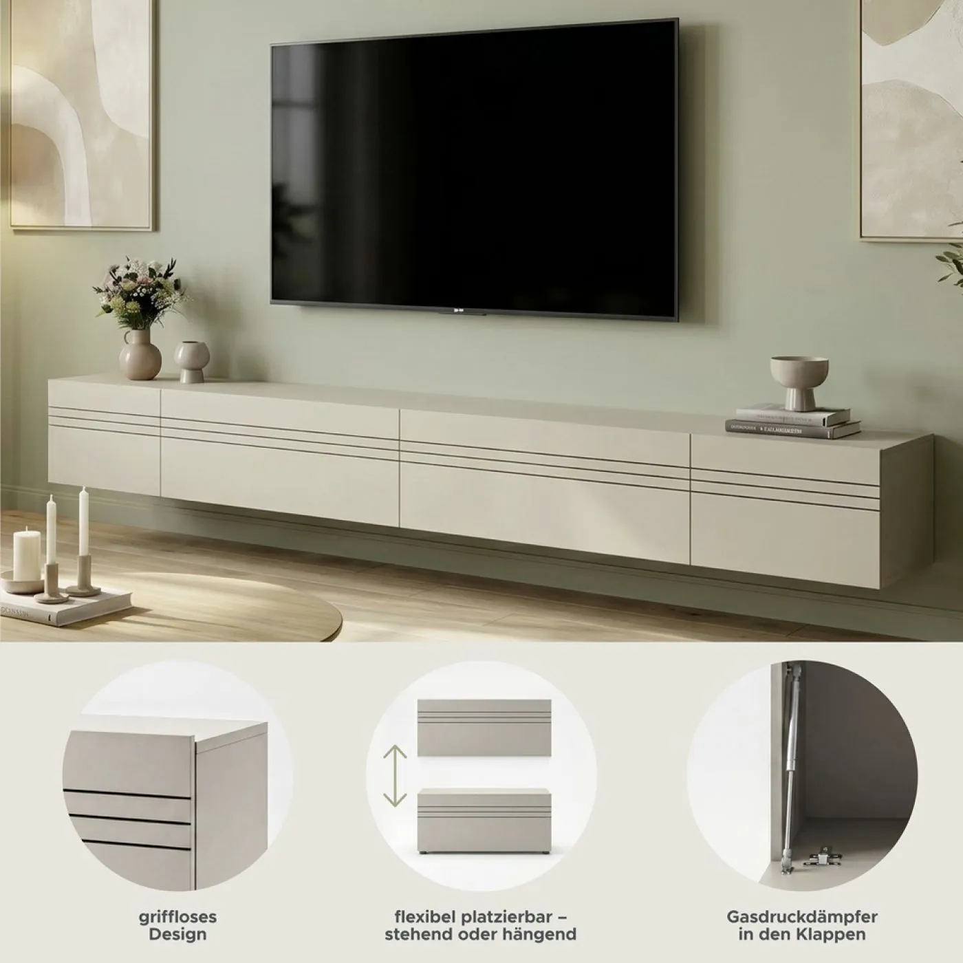 Lowboard TV-Board Beach | 4-teilig | Kaschmir