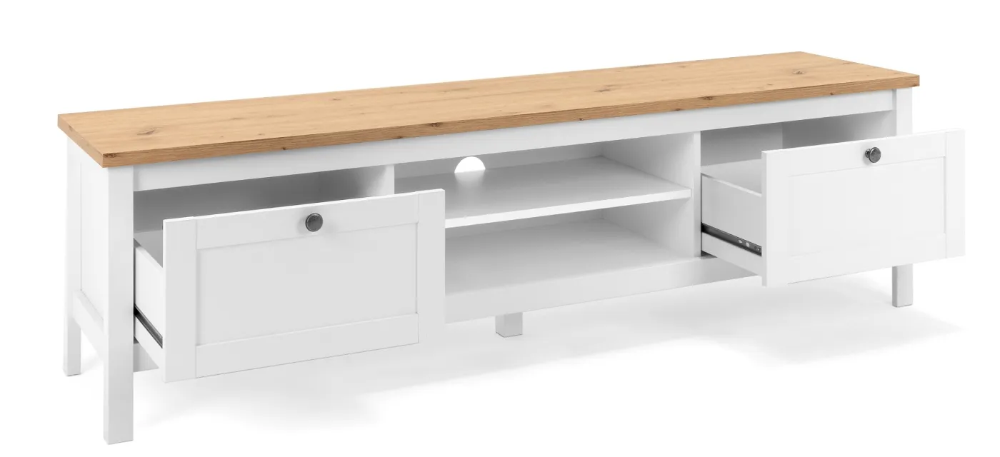 Lowboard TV-Board Bergen | Landhausstil | weiß / Eiche Artisan