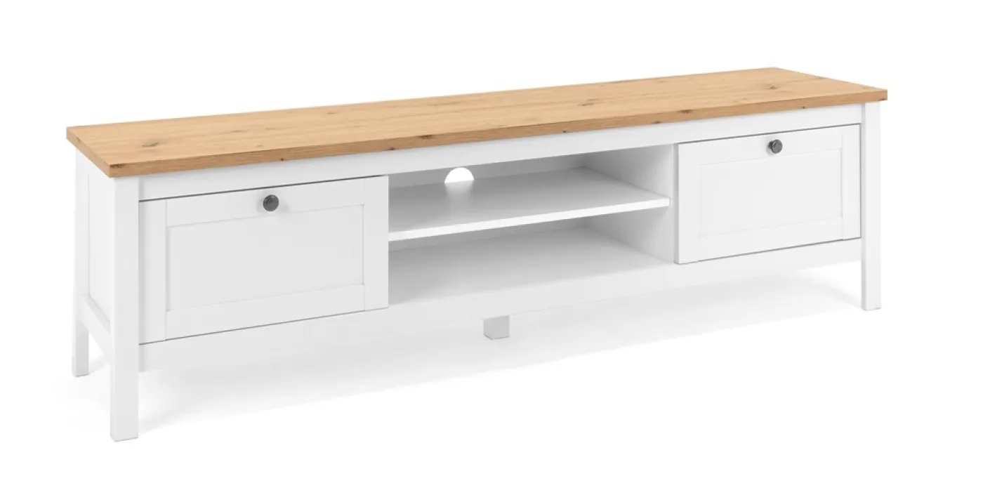 Lowboard TV-Board Bergen | Landhausstil | weiß / Eiche Artisan