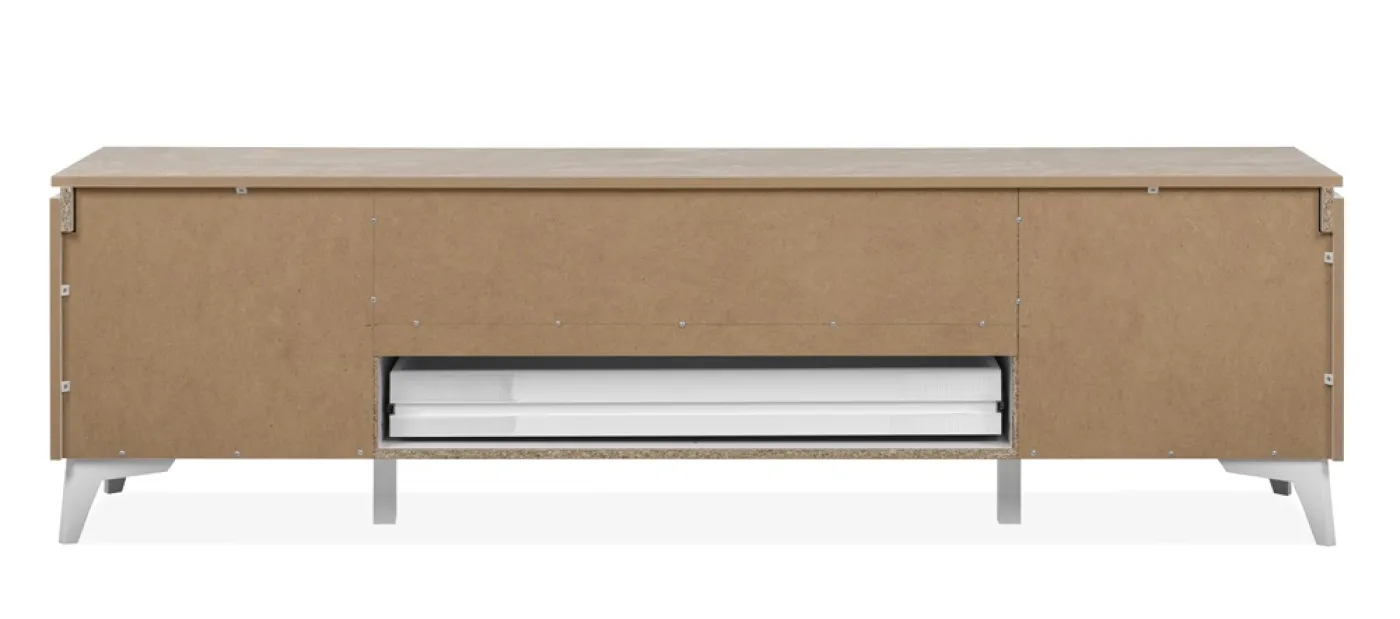 Lowboard TV-Board Bertrix | Sandstein / Weiß