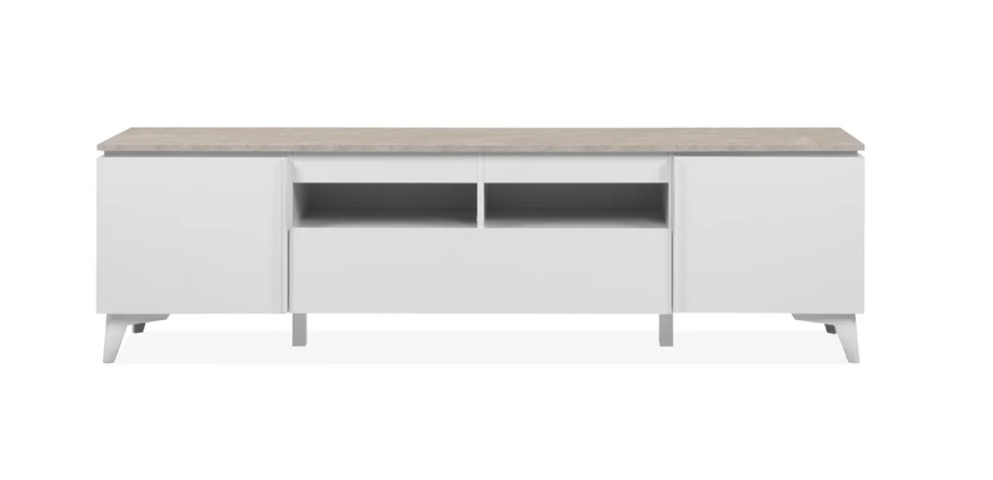 Lowboard TV-Board Bertrix | Sandstein / Weiß