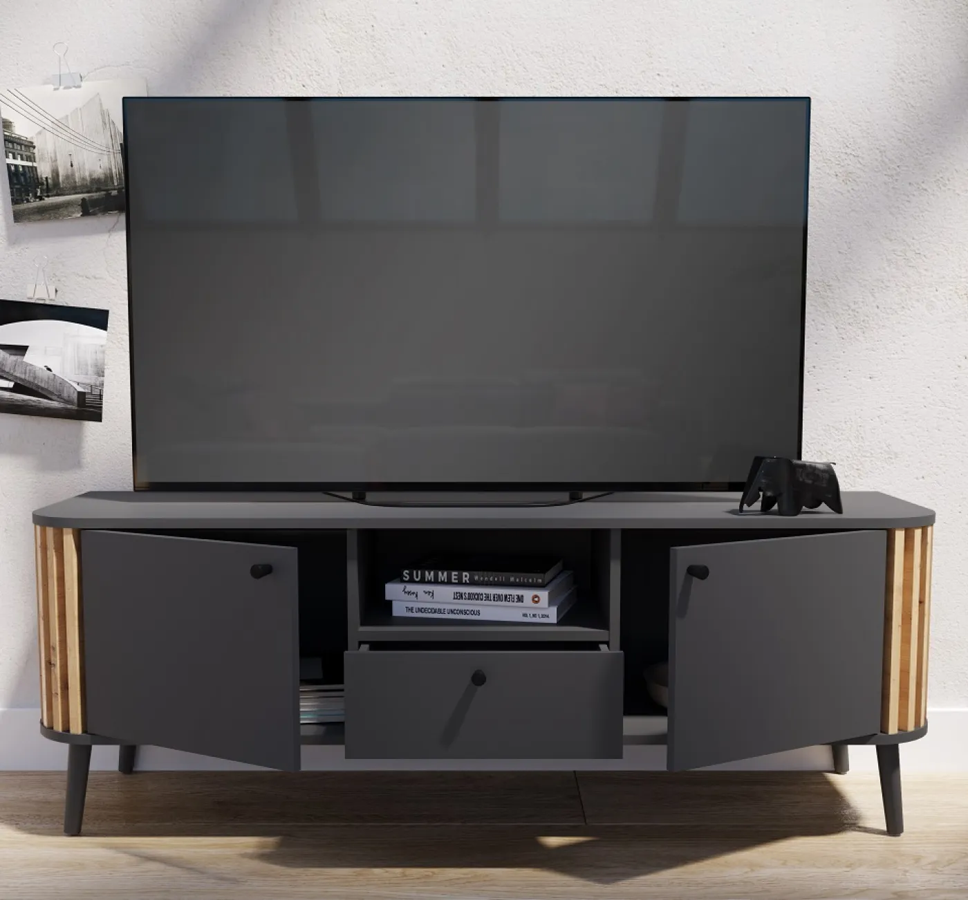 Lowboard TV-Board Pure | grau / Artisan Eiche