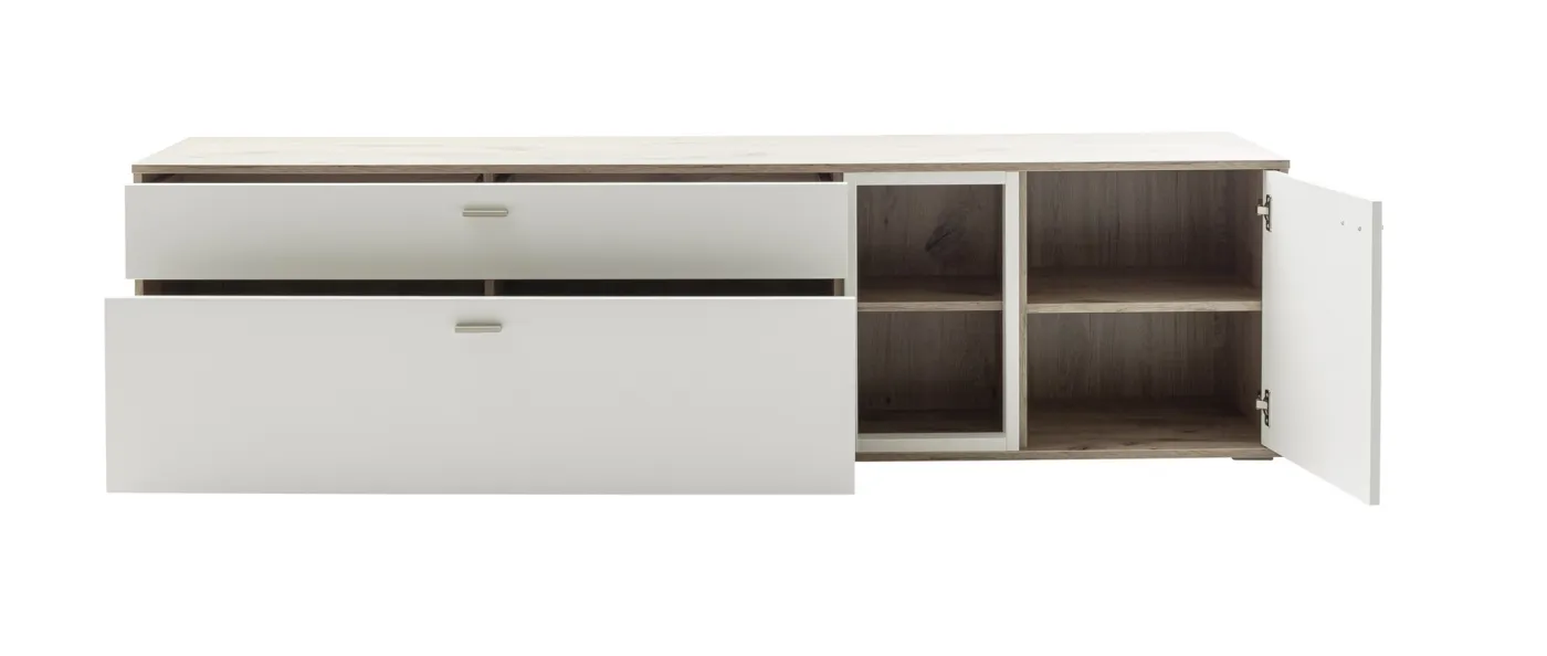 Lowboard TV-Board Santerno | weiß / Wildeiche | LED Beleuchtung