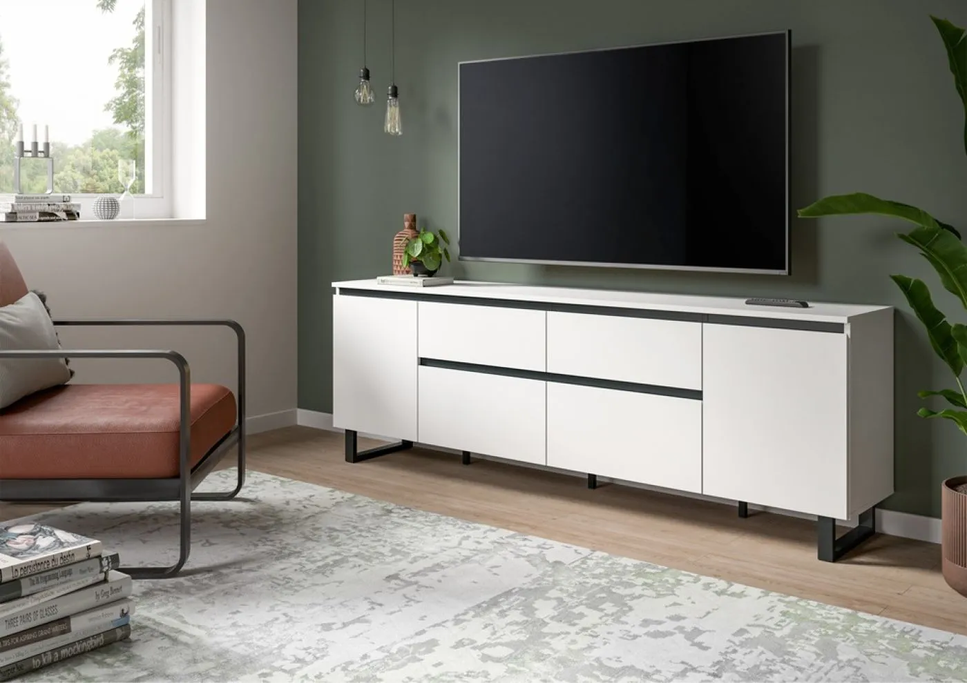Lowboard TV-Board Tomasa | weiß / schwarz